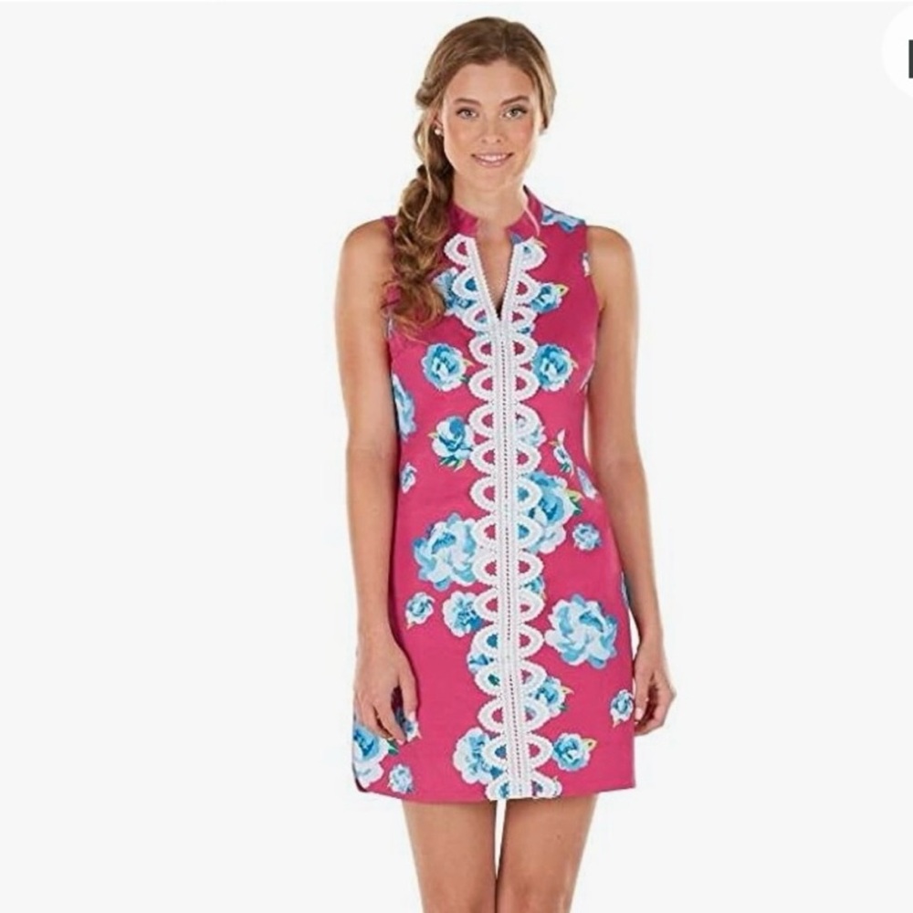 Mud Pie Mia Pink Floral Embroidered Dress - Size L